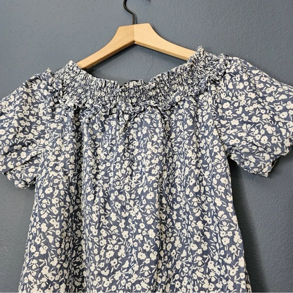 Tommy Hilfiger -‎ Chambray Floral Off Shoulder Top Preppy Classic Style